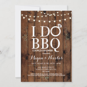 I DO BBBQ Chalkboard Wood Engagement Invitation