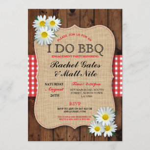I DO BBBQ Couples Douche Rustic Daisy Invitation