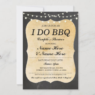 I DO BBBQ Couples Douches Invitation en bois rusti