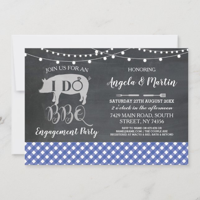 I DO BBBQ Engagement Party Blue Shower Invitation (Devant)