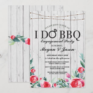 I DO BBBQ Engagement Party Gray Wood Invitation