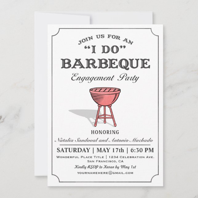 I DO BBBQ Engagement Party Invitations (Devant)
