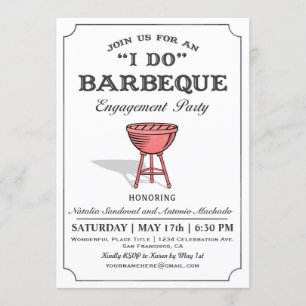 I DO BBBQ Engagement Party Invitations
