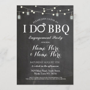 I DO BBBQ Engagement Party Lights Jars Invitation