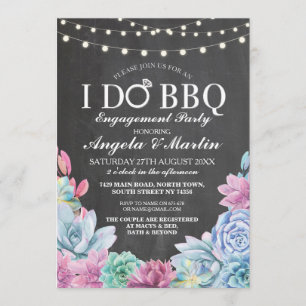 I DO BBBQ Engagement Party Succulents Invitation