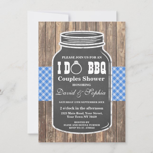 I DO BBBQ Mason Jar Couples Douche Invitation (Devant)