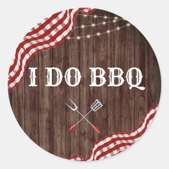 I DO BBQ Backyard Wedding Shower Favours Stickers (Front)
