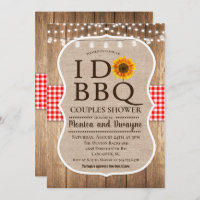 I DO BBQ Barbecue Gingham String Lights Invitation