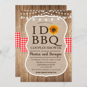 I DO BBQ Barbecue Gingham String Lights Invitation