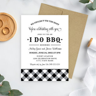 I Do BBQ Black White Gingham Wedding Celebration Invitation