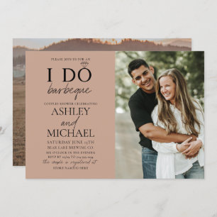 I Do BBQ Blush Brown 2 Photo Simple Script Shower Invitation