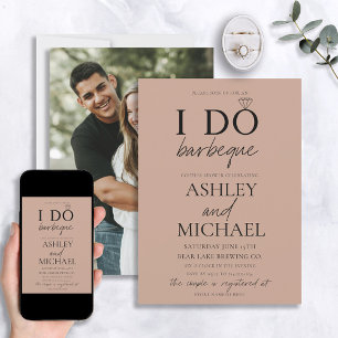 I DO BBQ Blush Brown Simple Script Photo Shower Invitation