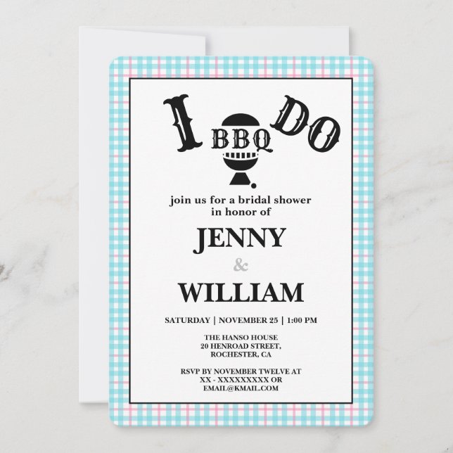 I Do BBQ Bridal Shower Engagement Invitations  (Front)