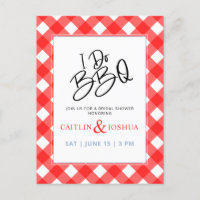 I Do BBQ Bridal Shower Red Plaid Party Invitation