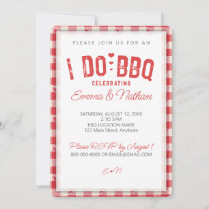 I DO BBQ casual rehearsal dinner red gingham  Invitation