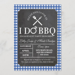 I DO BBQ Chalk Party Invitation Fiançailles