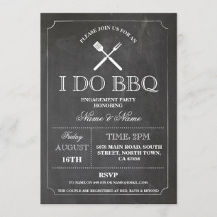 I DO BBQ Chalk Rustic Engagement Party Invitation