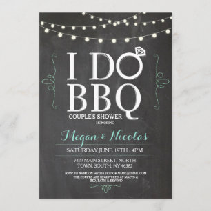 I DO BBQ Chalkboard Mint Engagement Party Invite