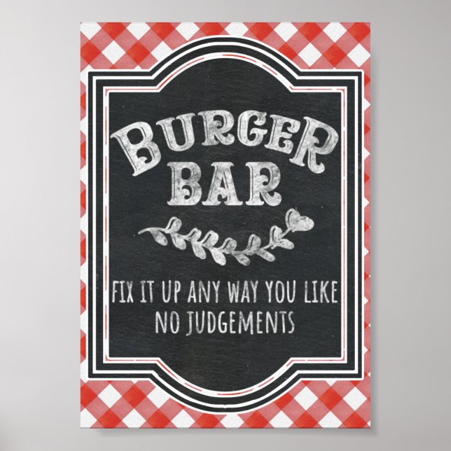 I Do BBQ Couple's Coed Engagement Party Burger Bar Poster (Front)