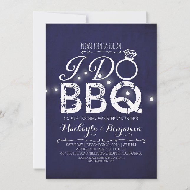 I do BBQ couples douche invitation NAVY (Devant)
