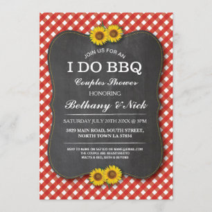 I DO BBQ Couple's Douches Invitation tournesol rou
