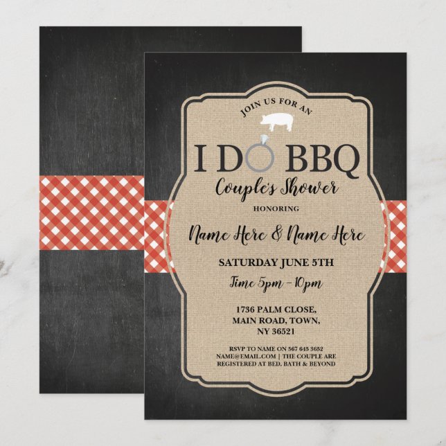 I DO BBQ Couple's Shower Engagement Pig Invite (Front/Back)