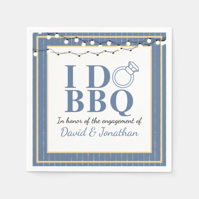 I Do BBQ Couples Shower Gay LGBTQ Engagement Party Napkin (Front)