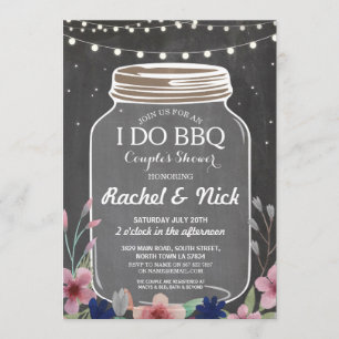 I DO BBQ Couples Shower Lights Chalk Floral Invite