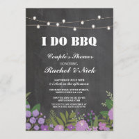I DO BBQ Couples Shower Lights Chalk Floral Invite
