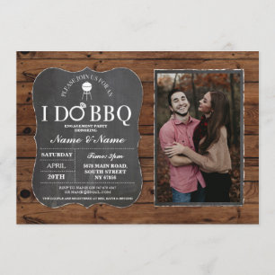 I DO BBQ Couple's Shower Party Wood Chalk Photo Invitation