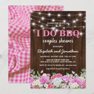 I Do BBQ Couples Shower   Rustic Pink Floral Invitation