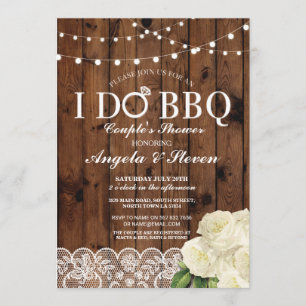 I DO BBQ Couple's Shower String Lights Rose Invite