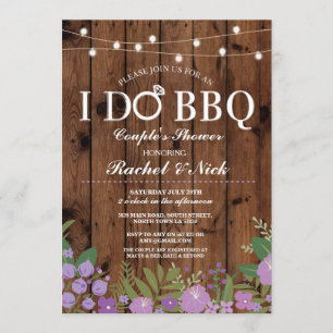 I DO BBQ Couples Shower String Lights Wood Invite