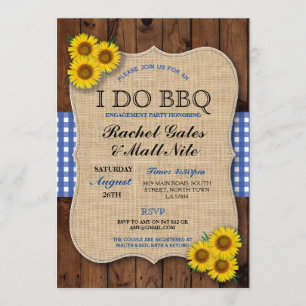I DO BBQ Couples Showers Rustic Sunflower Invite