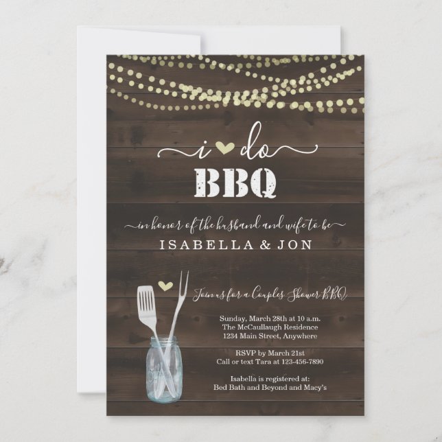 I Do BBQ Couples Wedding Bridal Shower Engagement Invitation (Front)