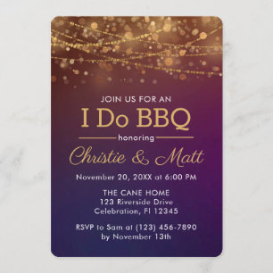 I DO BBQ Dusk Bokeh Engagement Party Invitation