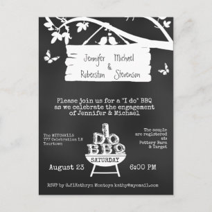 I Do   BBQ   Engagement Chalkboard Invitation Postcard