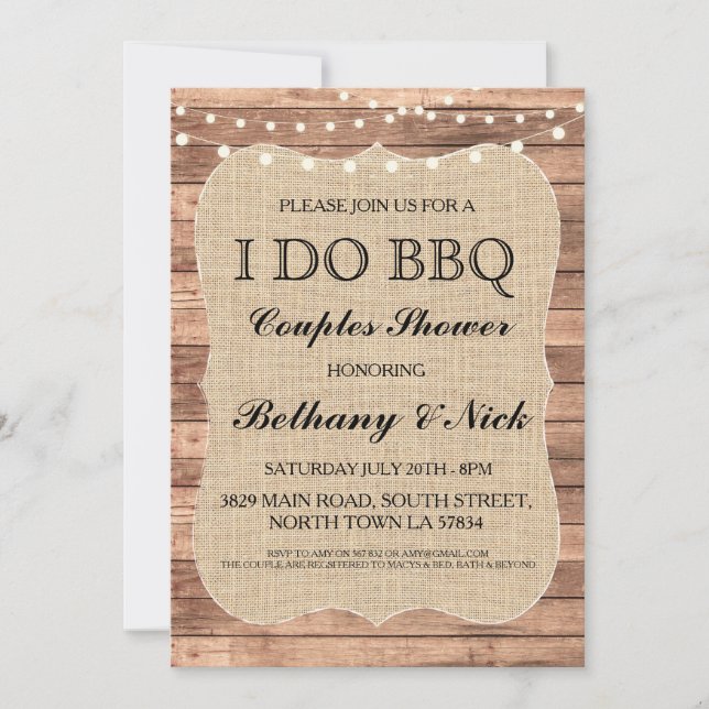 I DO BBQ Engagement Couples Showers Rustic Invite (Front)