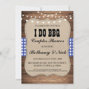 I DO BBQ Engagement Couples Showers Rustic Invite