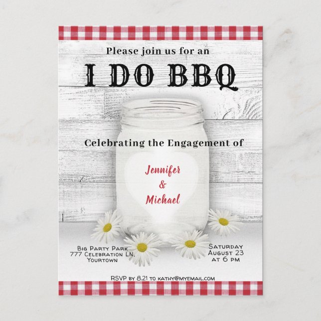 I Do | BBQ | Engagement Invitation Postcard (Front)