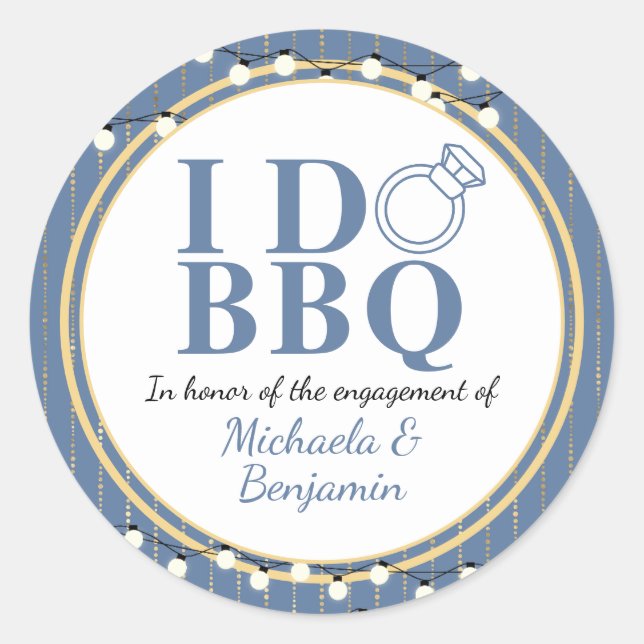 I Do BBQ Engagement Party Couples Shower Classic Round Sticker (Front)