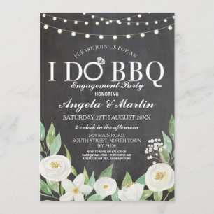 I DO BBQ Engagement Party Couples Shower Flowers Invitation