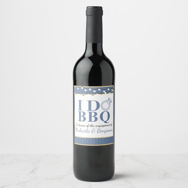I Do BBQ Engagement Party Couples Shower Wine Label (Front)