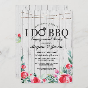 I DO BBQ Engagement Party Grey Wood Invitation