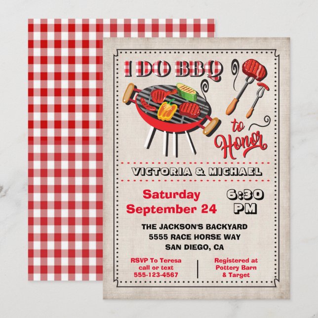 I do BBQ Engagement Party Invitation (Front/Back)