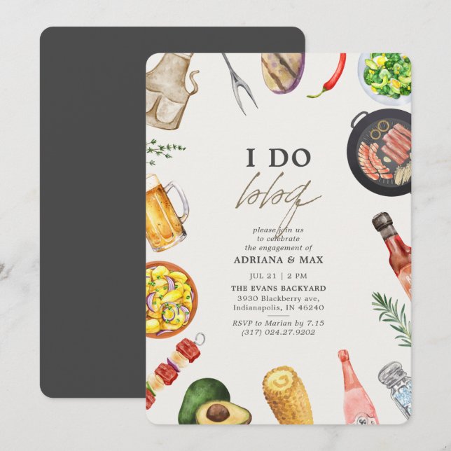 I Do BBQ Engagement Party Invitation (Front/Back)