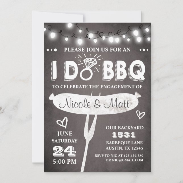 I Do BBQ Engagement Party Invitation Rehearer (Devant)