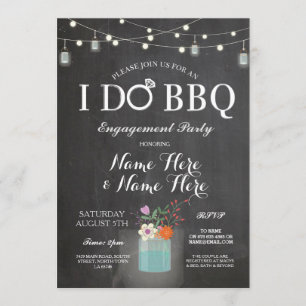 I DO BBQ Engagement String Lights Jars Invite