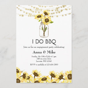 I DO BBQ Fiançailles Sunflower Party Invitation
