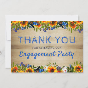 I DO BBQ Floral Wood Monogram Engagement Thank You Card
